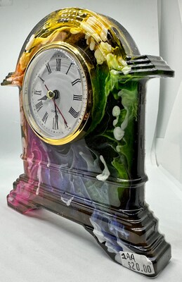 Resin Mantel Clock Black with Beautiful Spring Colors - image3
